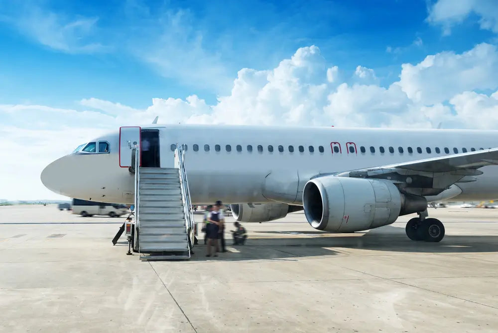 The plane at the airport ready to board